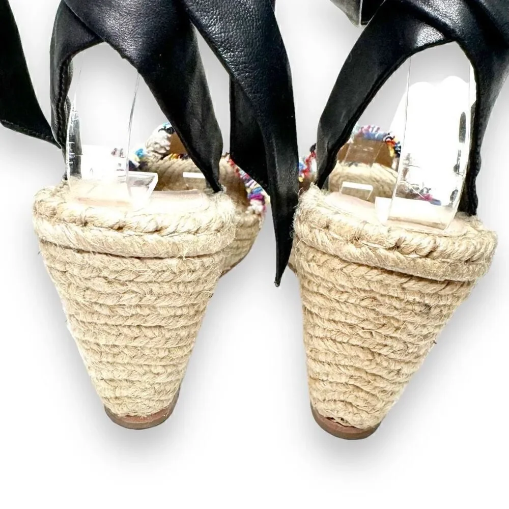 LOEFFLER RANDALL Harper Jute Striped Espadrille Wedge Sandals Women’s Size 7.5 B